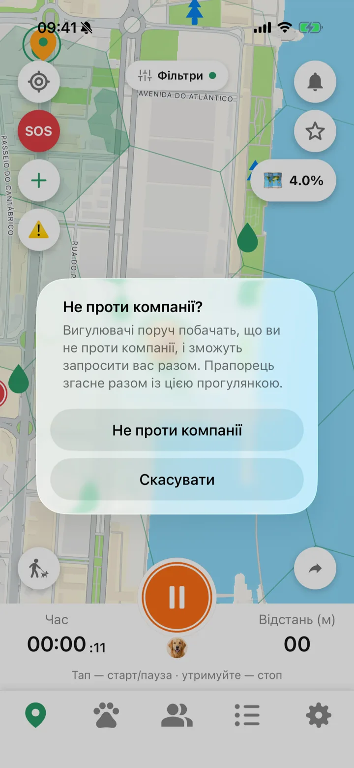 Флажок «не против компании» во время прогулки в Tailomi